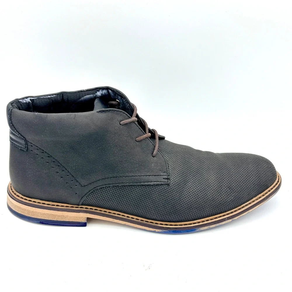 Madden for Buckle Black Perforated Desert‎ Chukka Ankle Boots Mens 10 Vegan